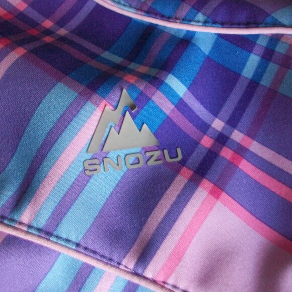 Snozu Pink Blue Purple Plaid Hood Rain Jacket GIRLS Sz L (14-16) - Picture 4 of 13